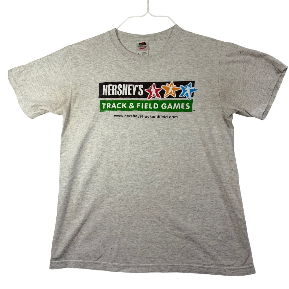 Hersheys Track & Field Games Shirt Small Gray New York State Finalist Fruit Loom